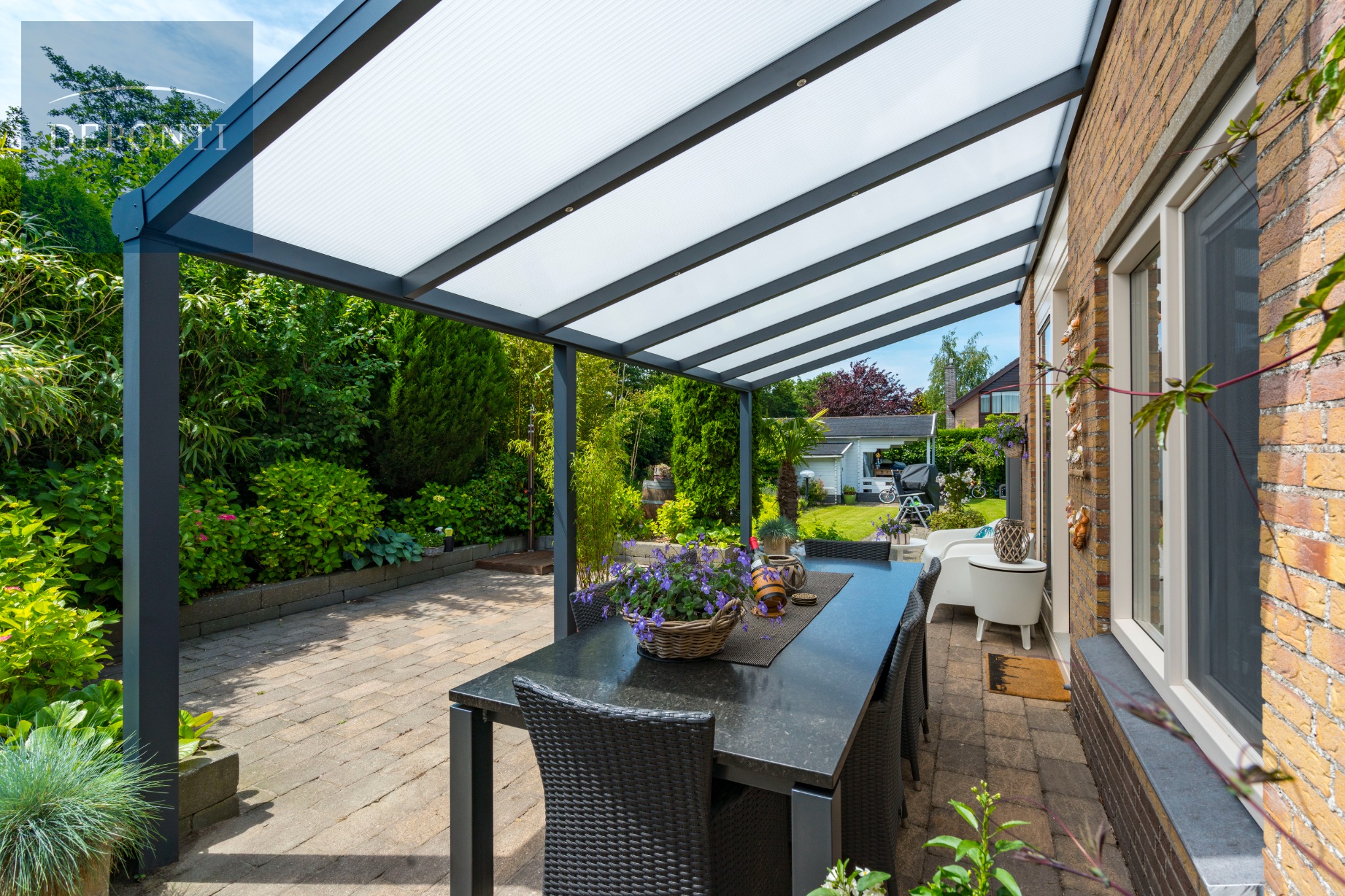 Deponti aluminium canopy installed on a patio